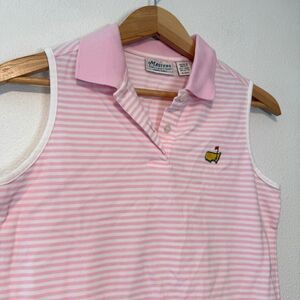 Vintage Masters Golf Pink Striped Sleeveless Polo Size Small